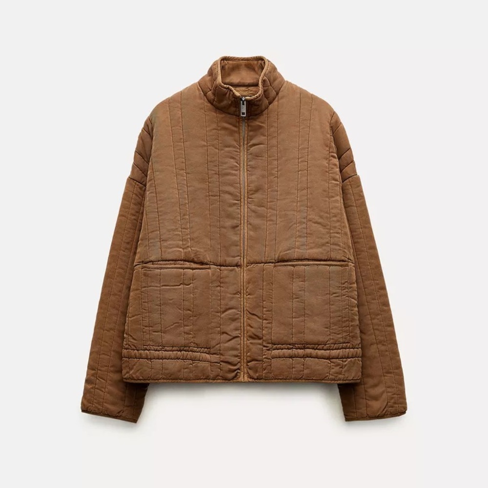 NWOT Zara Washed Effect Quilted Jacket